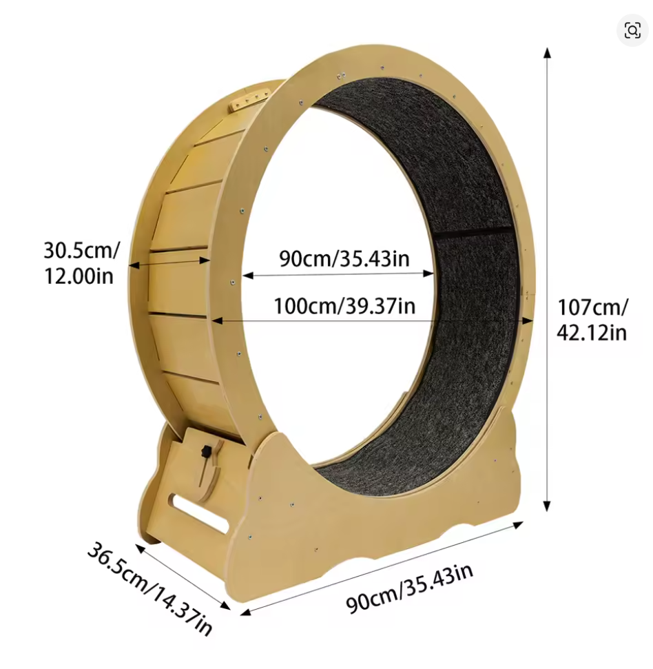 Nuvet™Wooden Cat Exercise Wheel – Quiet Indoor Running Treadmill