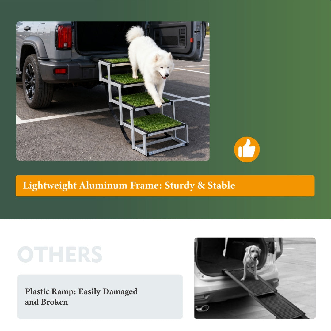 Foldable Dog Ramp for Cars & SUVs – Non-Slip Portable Pet Stairs for Large & Senior Dogs (Up to 250 lbs)