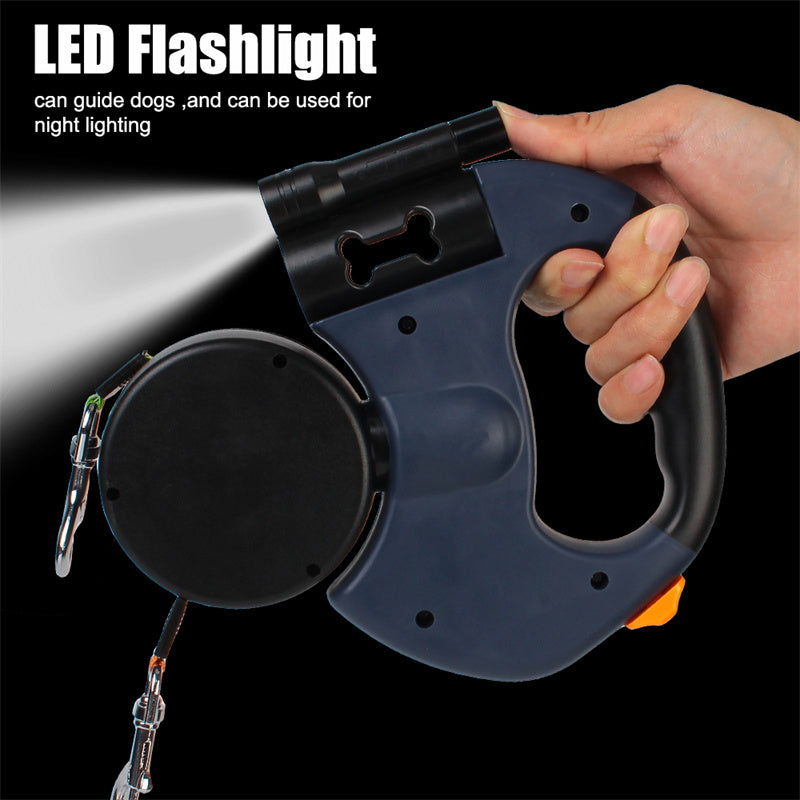Reflective Retractable Dog Leash with LED Light