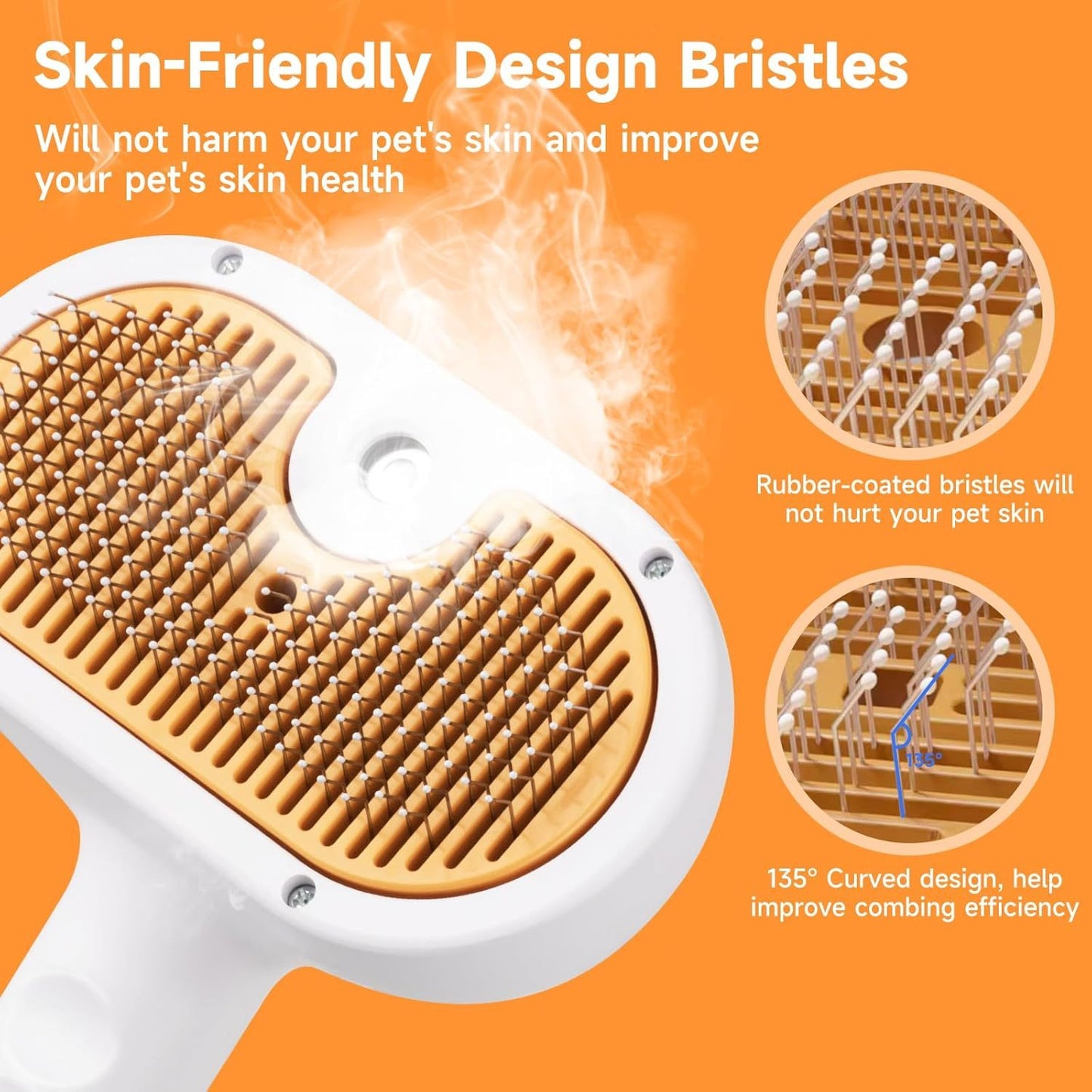 Steam Grooming Brush for Dogs & Cats – 3-in-1 Spray Deshedding & Hair Removal Tool