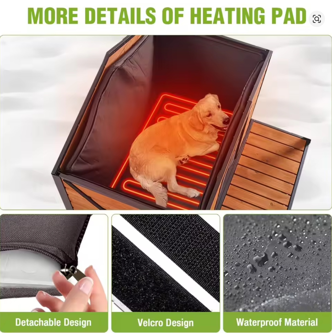 Nuvet™ Heated Outdoor Dog House – Insulated Weatherproof Wooden Kennel