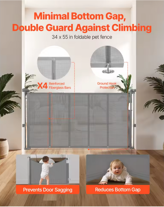 Nuvet™SucceBuy Retractable Baby & Pet Gate – 34” Tall, Extra Wide