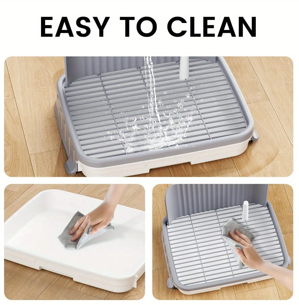 Nuvet™Indoor Dog Potty Tray with Splash Guard – Leakproof & Paw-Friendly