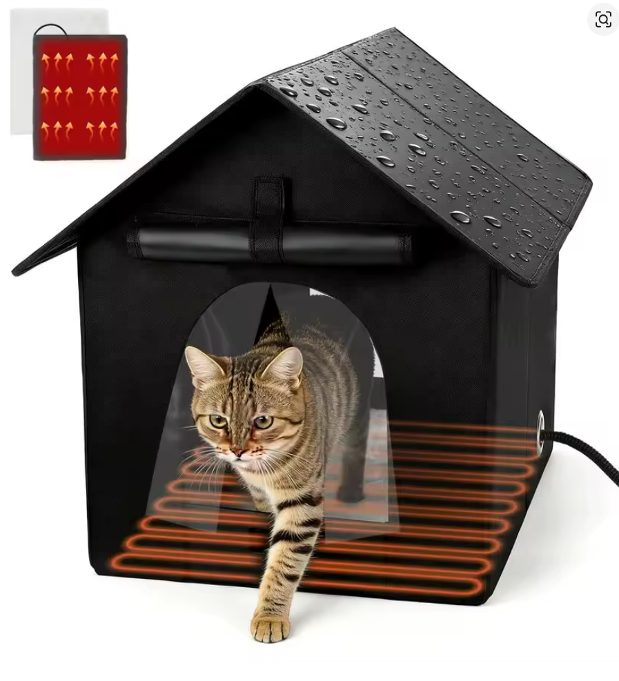 Nuvet™Heated Outdoor Cat House – Insulated Weatherproof Winter Shelter