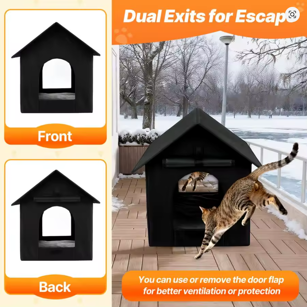 Nuvet™Heated Outdoor Cat House – Insulated Weatherproof Winter Shelter