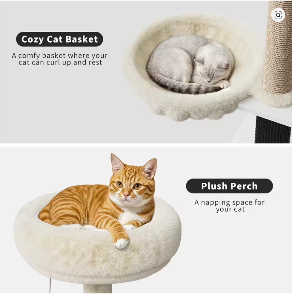 Nuvet™3-in-1 Cat Litter Box Enclosure with Cat Tree – Hidden Washroom Furniture