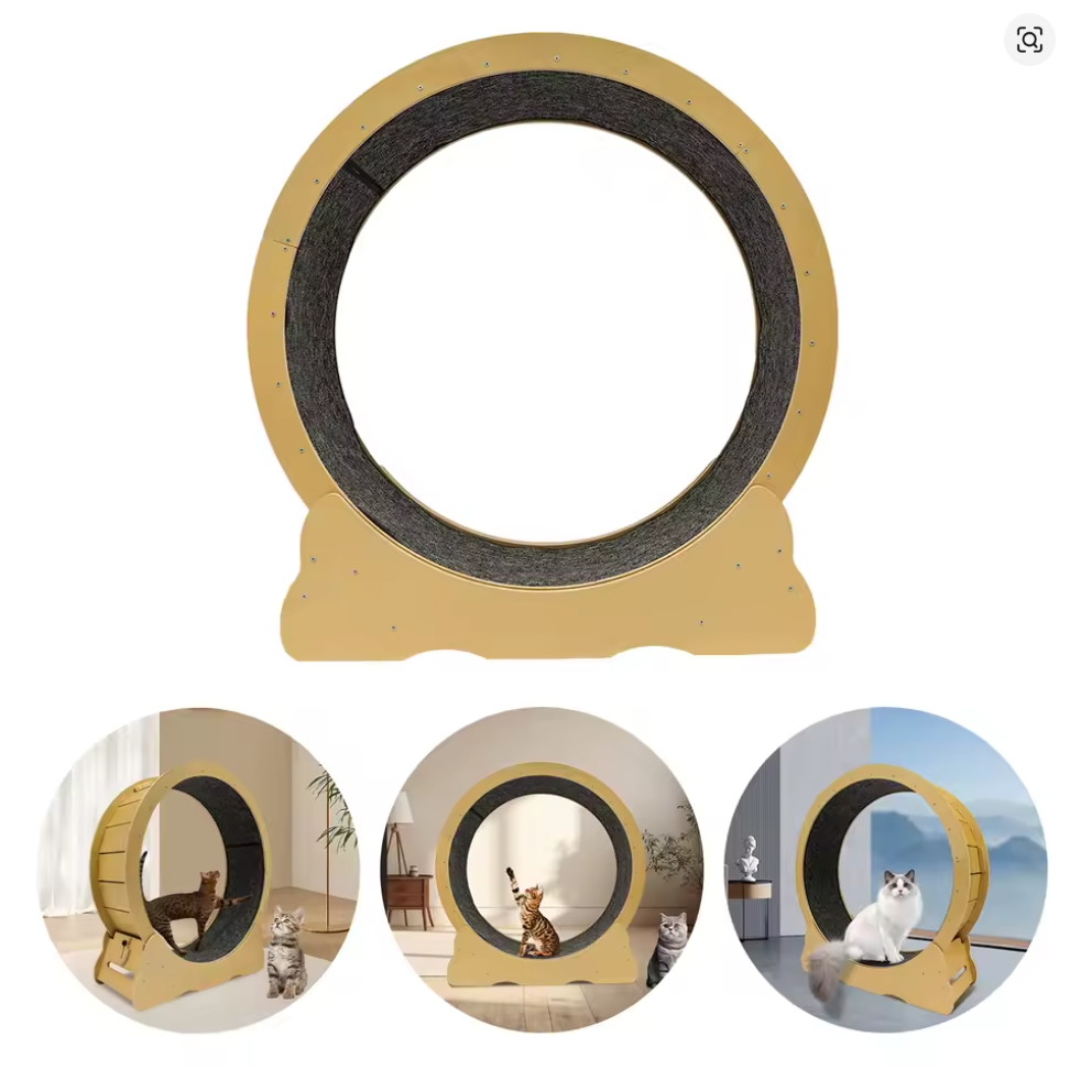 Nuvet™Wooden Cat Exercise Wheel – Quiet Indoor Running Treadmill