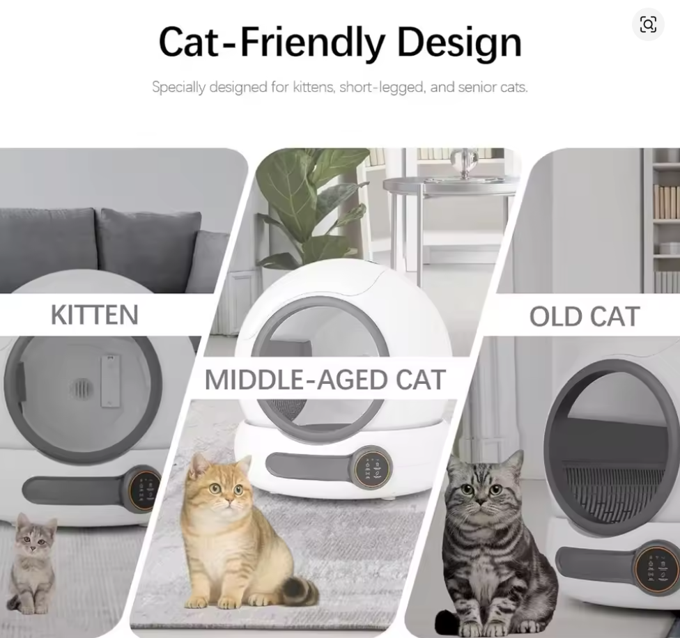 Nuvet™Self-Cleaning Litter Box – Low-Entry Design for Kittens & Small Cats