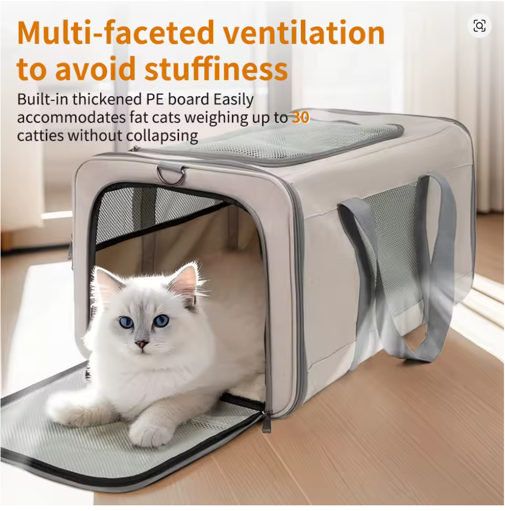 Nuvet™Cat Carrier with Wheels for 2 Cats – Large Rolling Travel Carrier