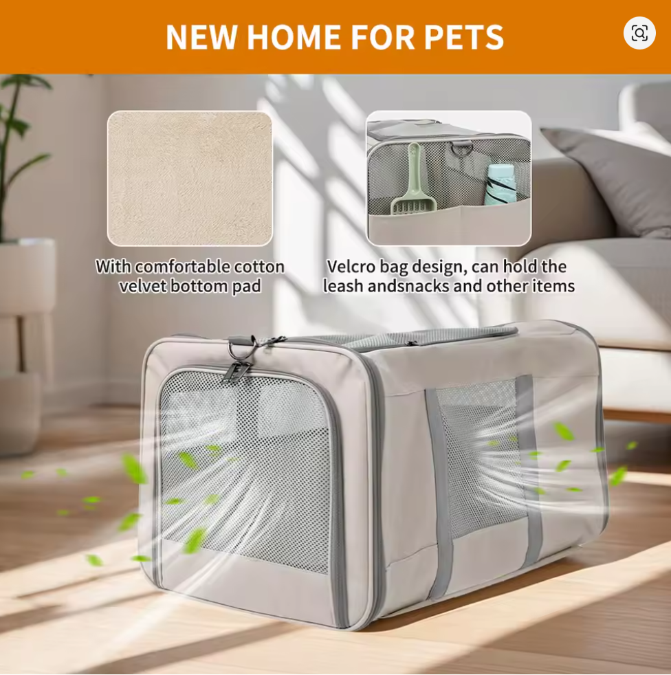 Nuvet™Cat Carrier with Wheels for 2 Cats – Large Rolling Travel Carrier