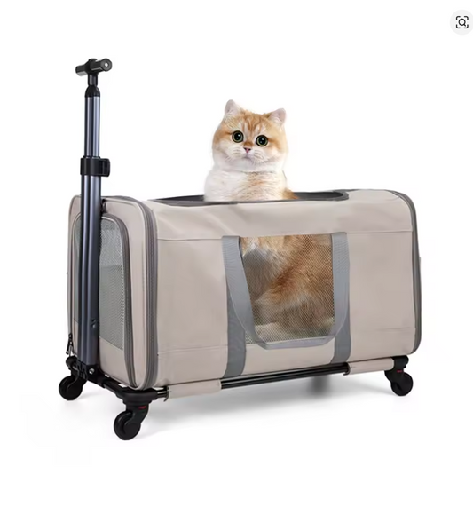 Nuvet™Cat Carrier with Wheels for 2 Cats – Large Rolling Travel Carrier