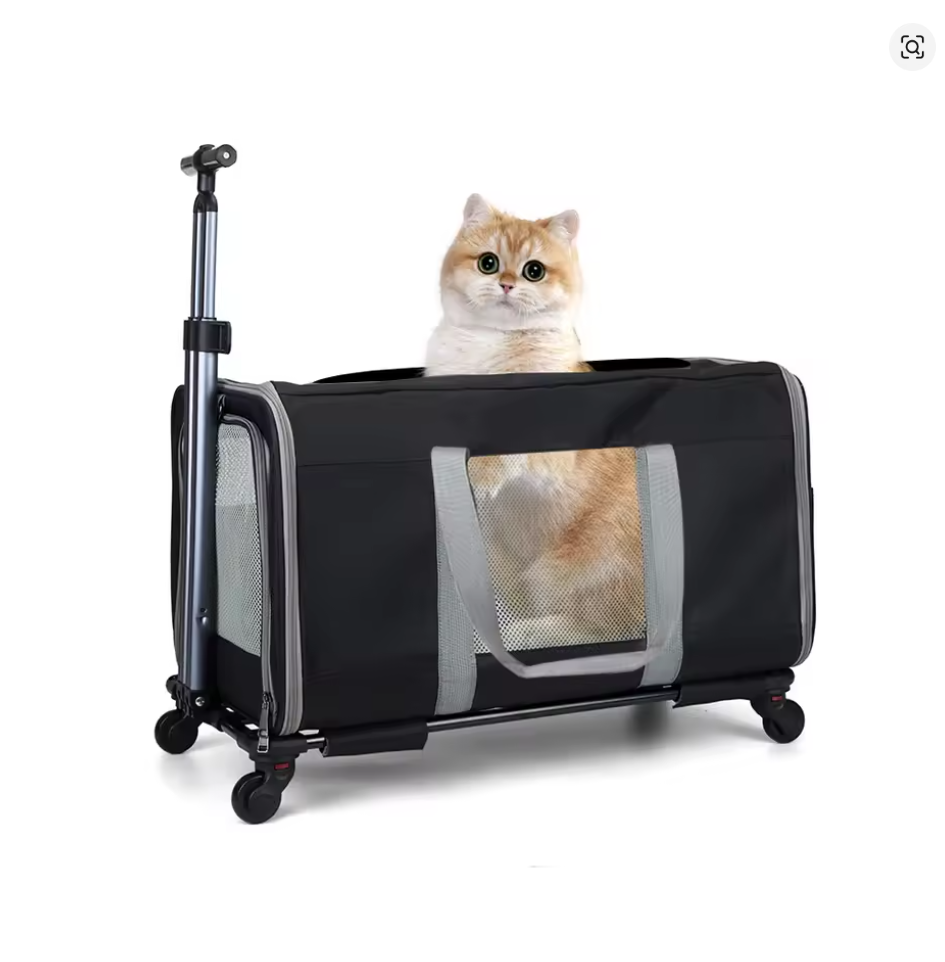 Nuvet™Cat Carrier with Wheels for 2 Cats – Large Rolling Travel Carrier