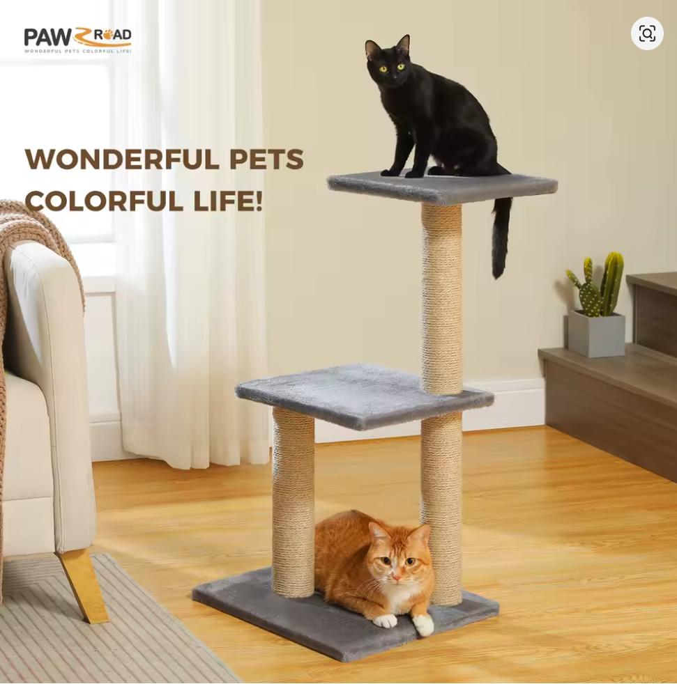 Nuvet™Indoor Cat Tree Tower – Scratching Posts, Hammock & Removable Perch
