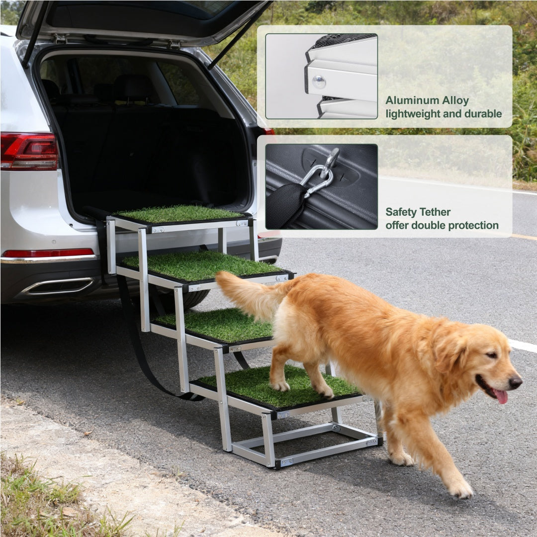 Foldable Dog Ramp for Cars & SUVs – Non-Slip Portable Pet Stairs for Large & Senior Dogs (Up to 250 lbs)