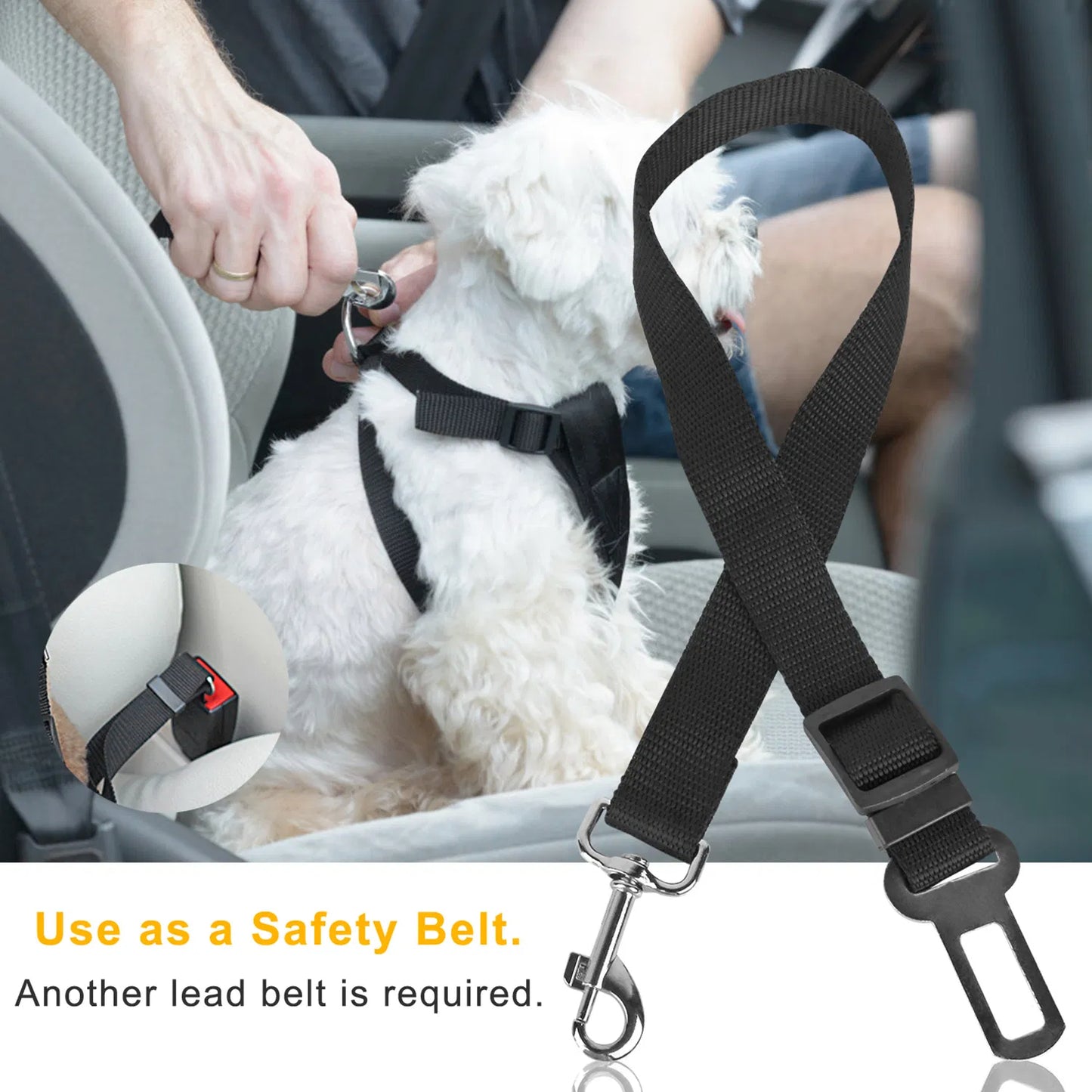 2-Pack Adjustable Dog Car Seat Belt