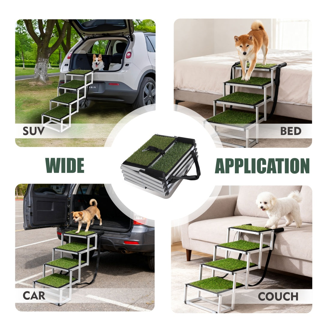 Foldable Dog Ramp for Cars & SUVs – Non-Slip Portable Pet Stairs for Large & Senior Dogs (Up to 250 lbs)