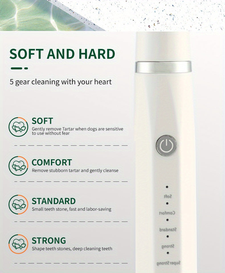 Nuvet™ Pet Teeth Cleaning Kit with LED Light – 5 Modes Dog Toothbrush for Plaque & Tartar Removal