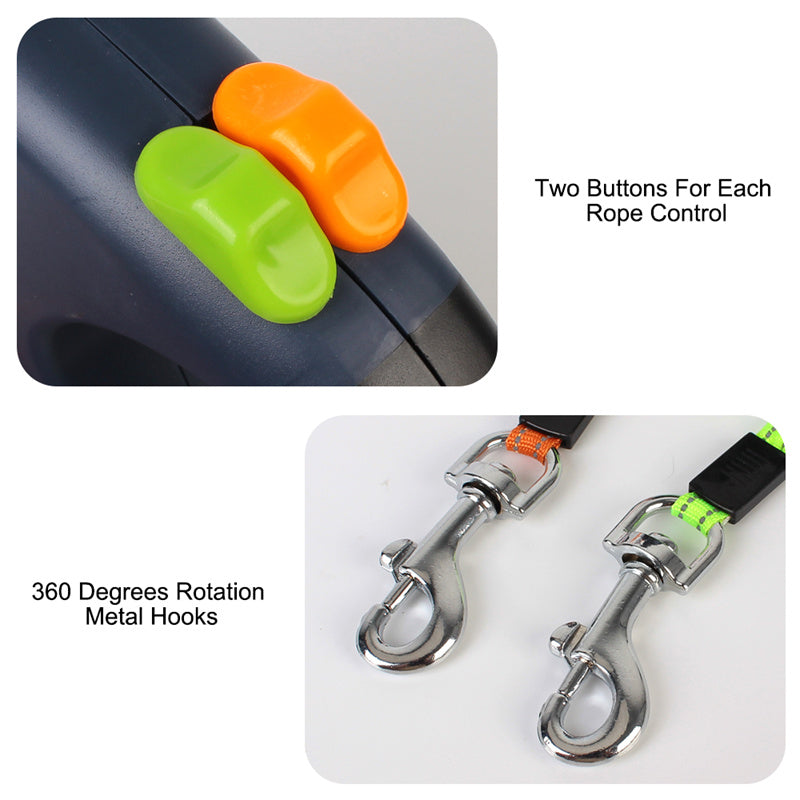 Reflective Retractable Dog Leash with LED Light