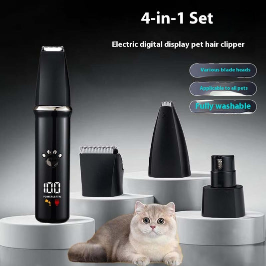 4-in-1 Electric Pet Grooming Kit with Digital Display