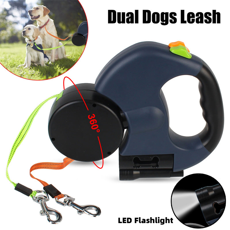 Reflective Retractable Dog Leash with LED Light