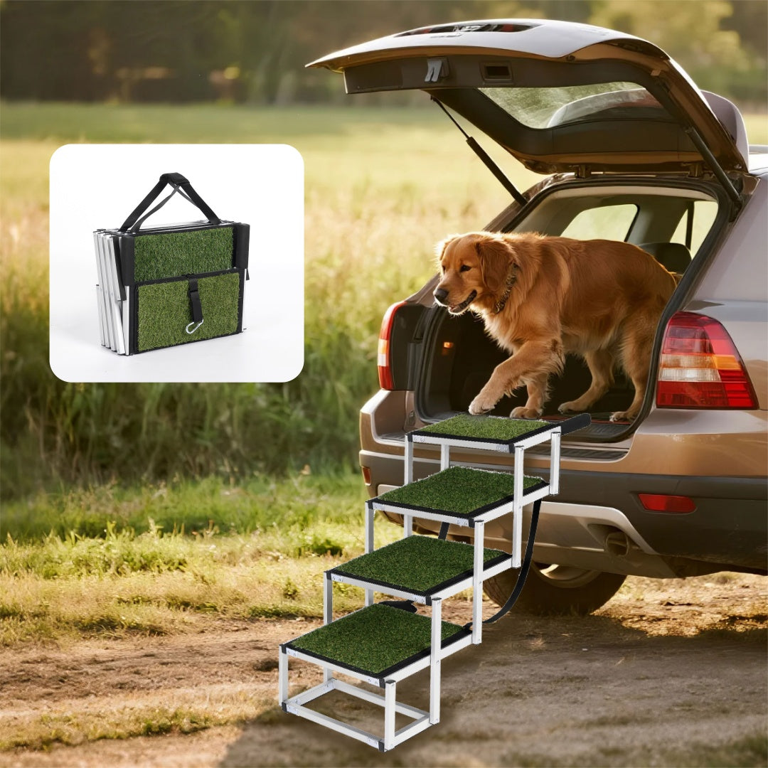 Foldable Dog Ramp for Cars & SUVs – Non-Slip Portable Pet Stairs for Large & Senior Dogs (Up to 250 lbs)