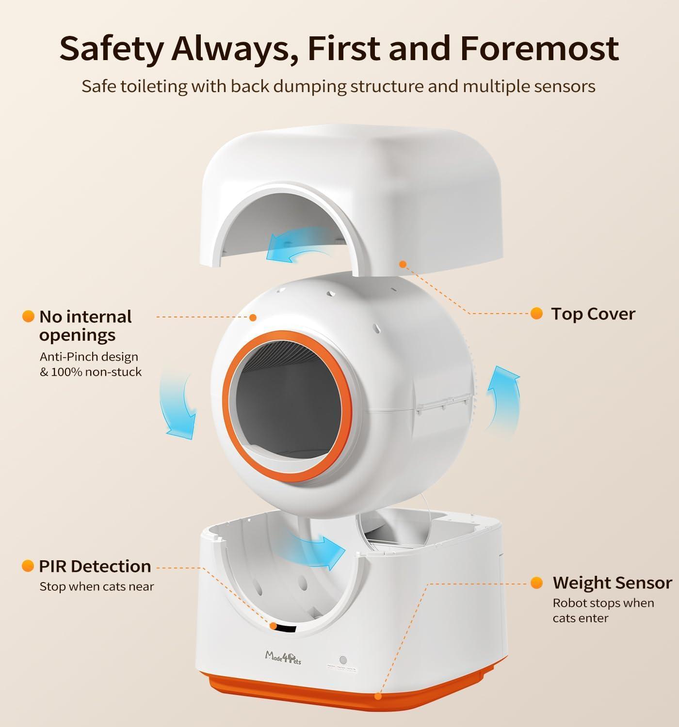 60L Smart Automatic Cat Litter Box with App Control & Odor Control – For Multiple Cats