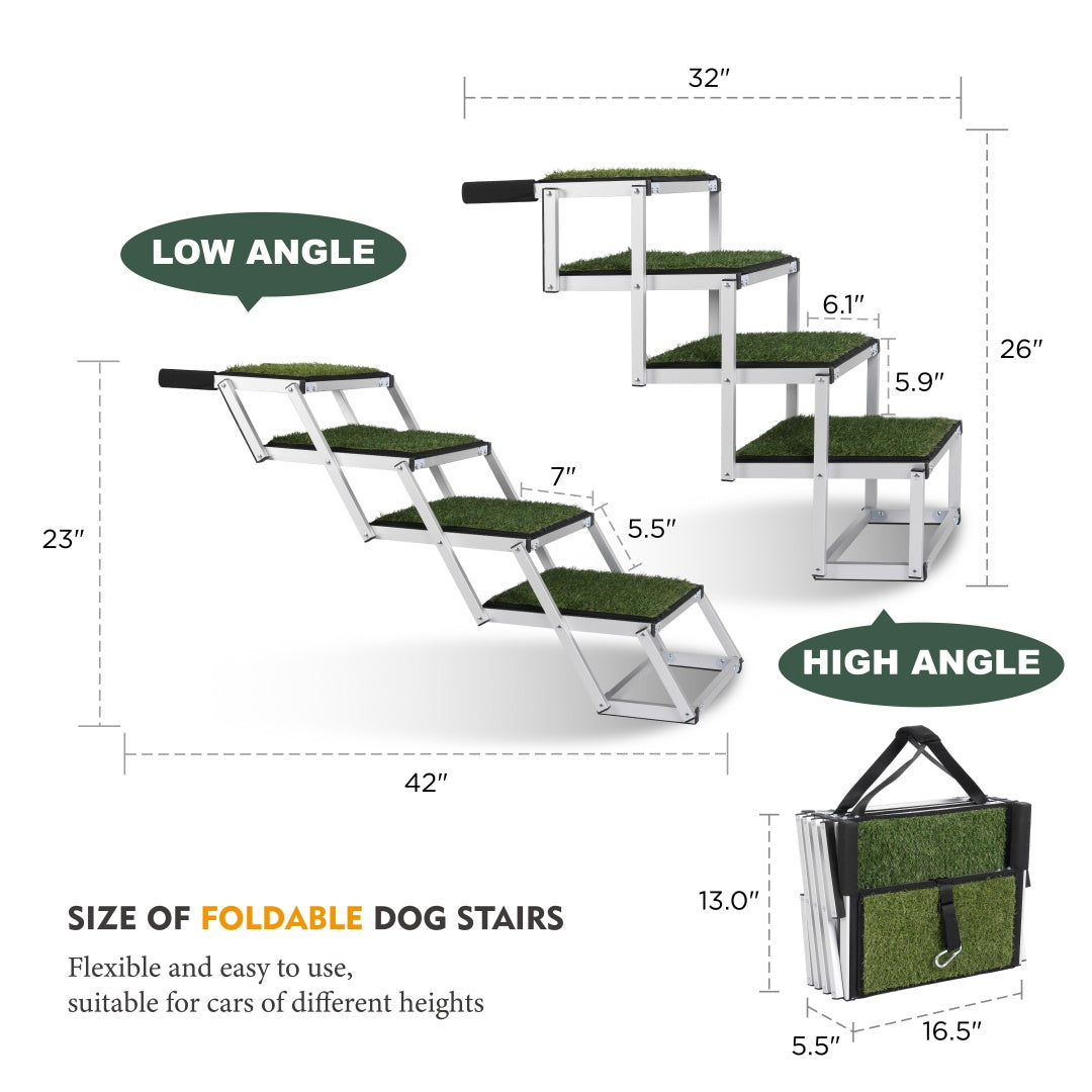 Foldable Dog Ramp for Cars & SUVs – Non-Slip Portable Pet Stairs for Large & Senior Dogs (Up to 250 lbs)